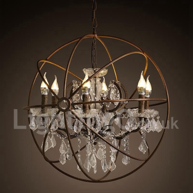 Durchmesser 60CM 80CM Vintage Kristall Malerei Metall Kronleuchter Rostige Farbe Pendelleuchte