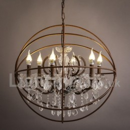 Durchmesser 60CM 80CM Vintage Kristall Malerei Metall Kronleuchter Rostige Farbe Pendelleuchte