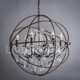 Durchmesser 60CM 80CM Vintage Kristall Malerei Metall Kronleuchter Rostige Farbe Pendelleuchte