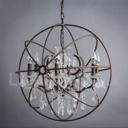 Durchmesser 60CM 80CM Vintage Kristall Malerei Metall Kronleuchter Rostige Farbe Pendelleuchte