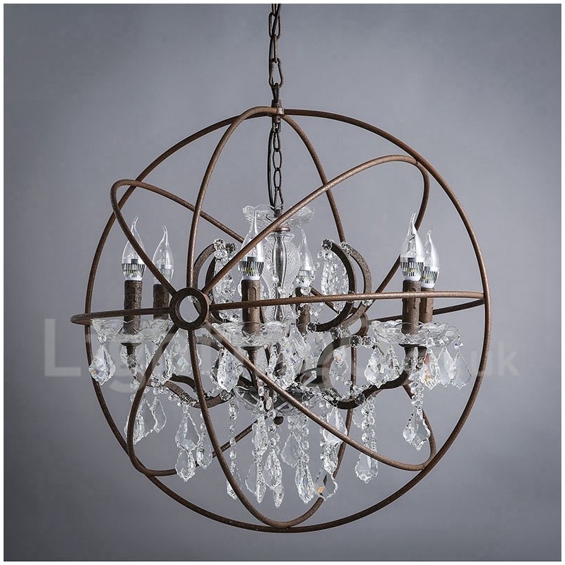 Durchmesser 60CM 80CM Vintage Kristall Malerei Metall Kronleuchter Rostige Farbe Pendelleuchte