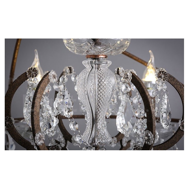 Durchmesser 60CM 80CM Vintage Kristall Malerei Metall Kronleuchter Rostige Farbe Pendelleuchte