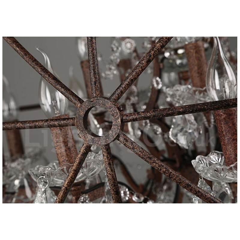 Durchmesser 60CM 80CM Vintage Kristall Malerei Metall Kronleuchter Rostige Farbe Pendelleuchte