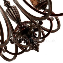 Rustikaler, integrierter Kronleuchter aus Metall mit 6 Lichtern im Lodge-Stil
