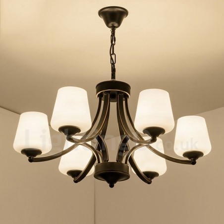 Rustikaler, integrierter Kronleuchter aus Metall mit 6 Lichtern im Lodge-Stil