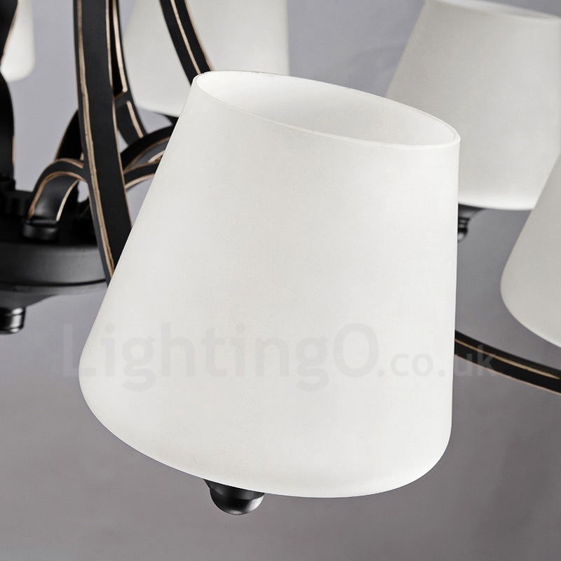 Rustikaler, integrierter Kronleuchter aus Metall mit 6 Lichtern im Lodge-Stil