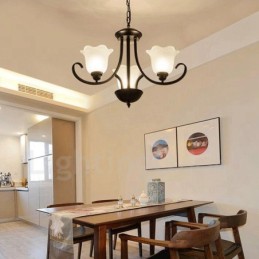 Rustikaler, integrierter Kronleuchter aus Metall mit 3 Lichtern im Lodge-Stil