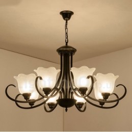 Rustikaler, integrierter Kronleuchter aus Metall mit 8 Lichtern im Lodge-Stil