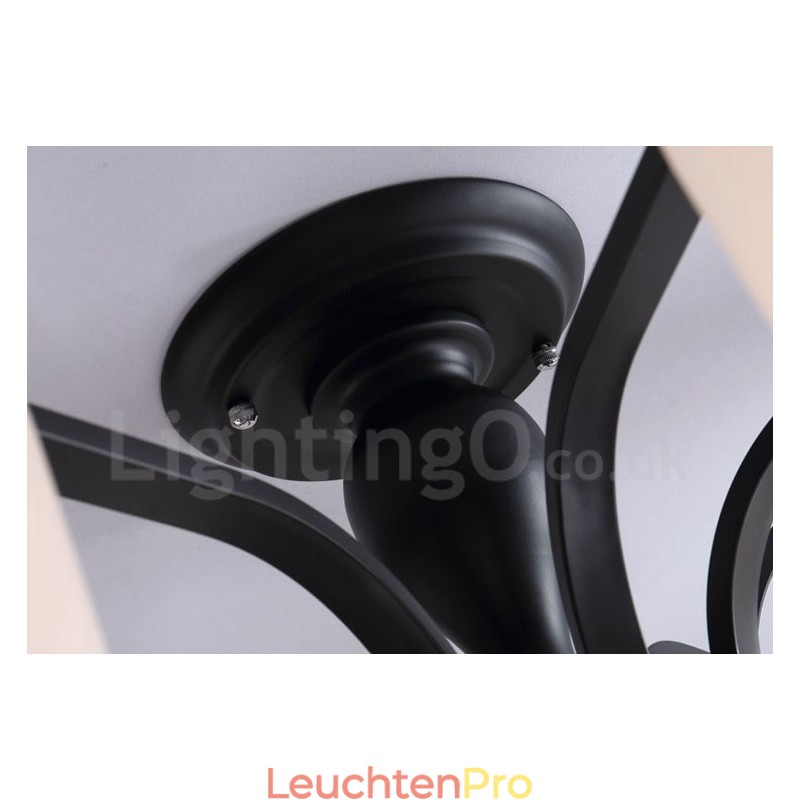 8-flammiger integrierter Kronleuchter aus Metall mit Glasschirm