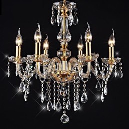 Kronleuchter 6 Lichter Golden Vintage in Kristall Funktion