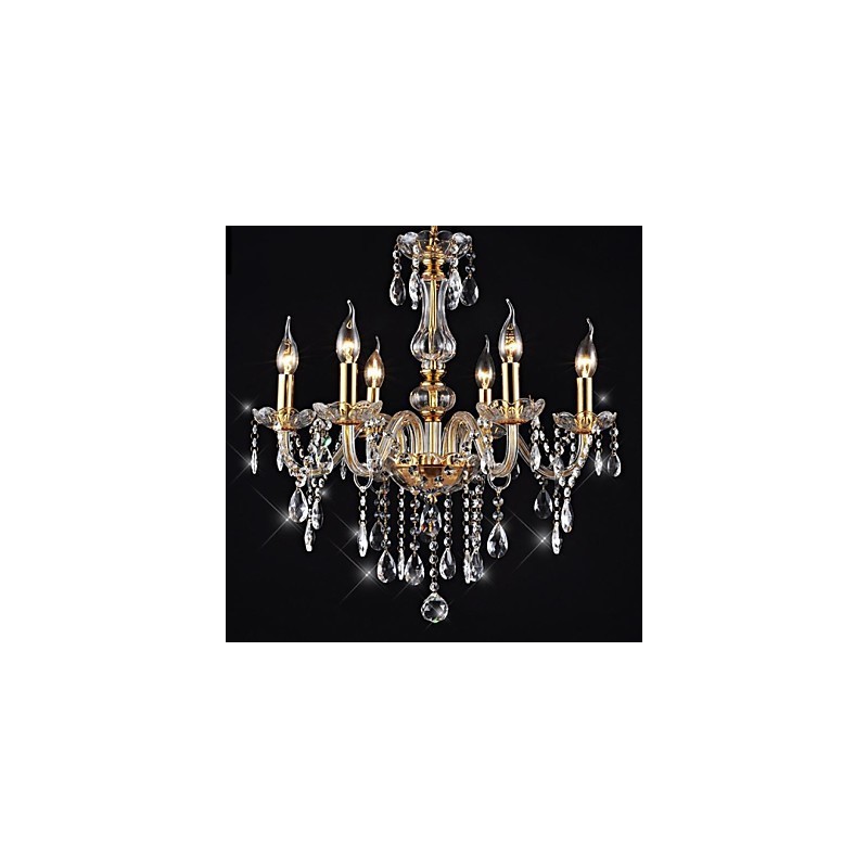 Kronleuchter 6 Lichter Golden Vintage in Kristall Funktion