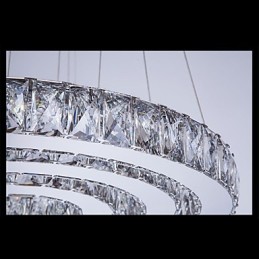 Pendelleuchte Moderne Beleuchtung Warmweiß Drei Ringe D204060 Transparent K9 Große Kristall Deckenleuchten