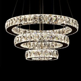 Pendelleuchte Moderne Beleuchtung Warmweiß Drei Ringe D204060 Transparent K9 Große Kristall Deckenleuchten