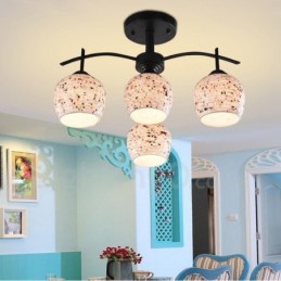 Integrierter Kronleuchter im mediterranen Stil mit 4 Lichtern und Glasschirm