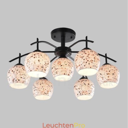 Integrierter Kronleuchter im mediterranen Stil mit 7 Lichtern und Glasschirm Integrierter Kronleuchter im mediterranen Stil mit 7 Lichtern und Glasschirm