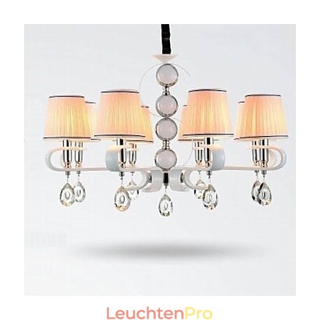Stoff Kronleuchter 8 Licht High Grade Lampe Weiß Jade Silber Ring Stoff Kronleuchter 8 Licht High Grade Lampe Weiß Jade Silber Ring