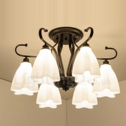 Rustikaler integrierter Kronleuchter mit 6 Lichtern im Lodge-Stil