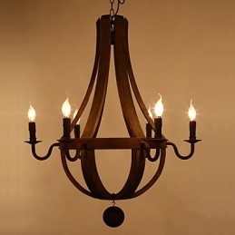 Vintage Amerikanischer rustikaler Holzanhänger Winerel Kronleuchter Lampe Wohn- und Lampe