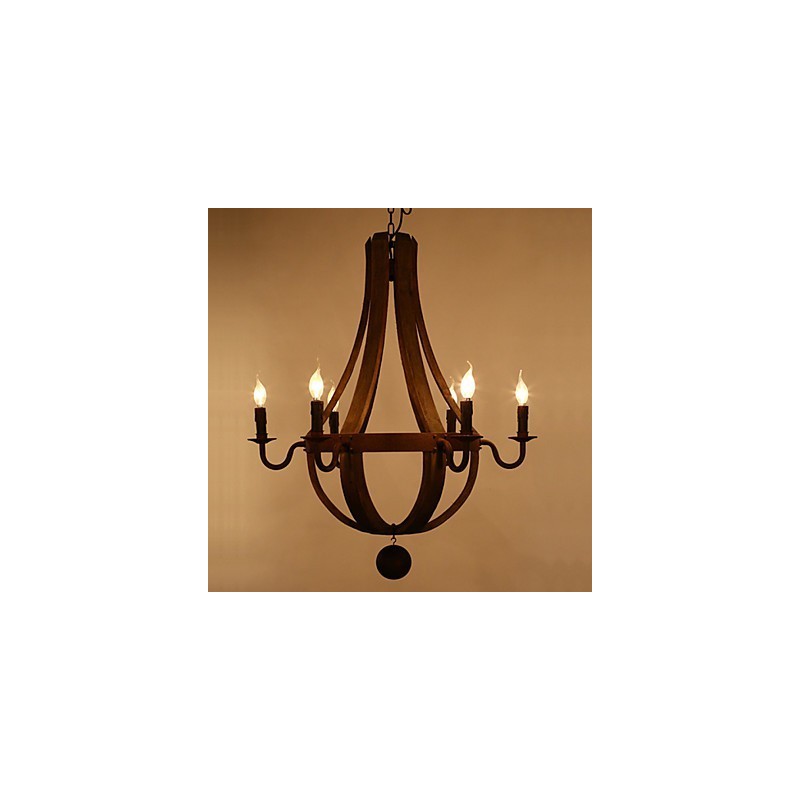 Vintage Amerikanischer rustikaler Holzanhänger Winerel Kronleuchter Lampe Wohn- und Lampe