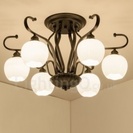 Rustikaler integrierter Kronleuchter mit 6 Lichtern im Lodge-Stil