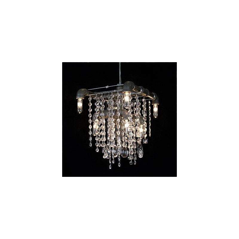 Charakteristischer Kronleuchter aus Kristallglas mit 9 Lichtern im nordamerikanischen Stil im Rohrdesign