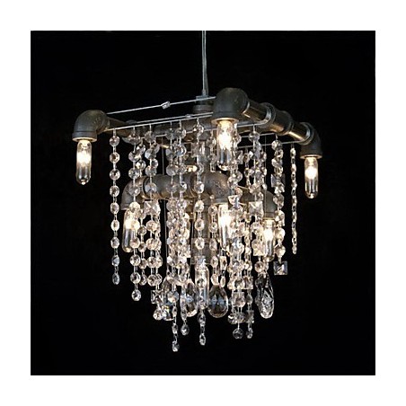 Charakteristischer Kronleuchter aus Kristallglas mit 9 Lichtern im nordamerikanischen Stil im Rohrdesign Charakteristischer Kronleuchter aus Kristallglas mit 9 Lichtern im nordamerikanischen Stil im Rohrdesign