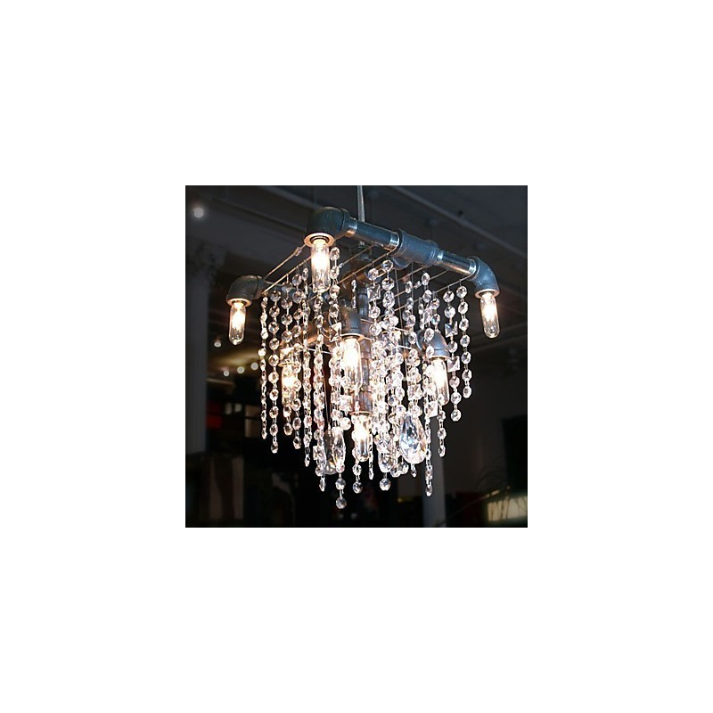 Charakteristischer Kronleuchter aus Kristallglas mit 9 Lichtern im nordamerikanischen Stil im Rohrdesign