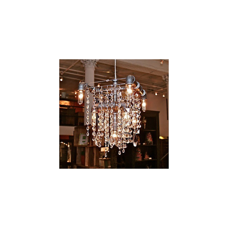 Charakteristischer Kronleuchter aus Kristallglas mit 9 Lichtern im nordamerikanischen Stil im Rohrdesign