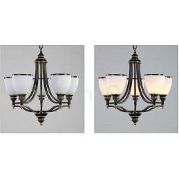 Rustikaler, integrierter Kronleuchter aus Metall mit 5 Lichtern im Lodge-Stil