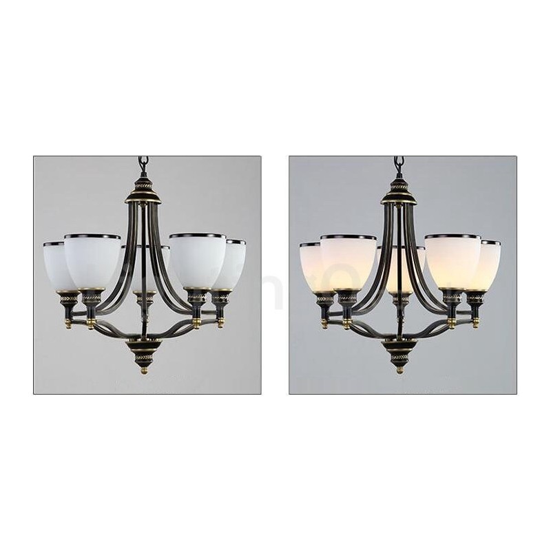 Rustikaler, integrierter Kronleuchter aus Metall mit 5 Lichtern im Lodge-Stil