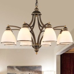 Rustikaler, integrierter Kronleuchter aus Metall mit 8 Lichtern im Lodge-Stil