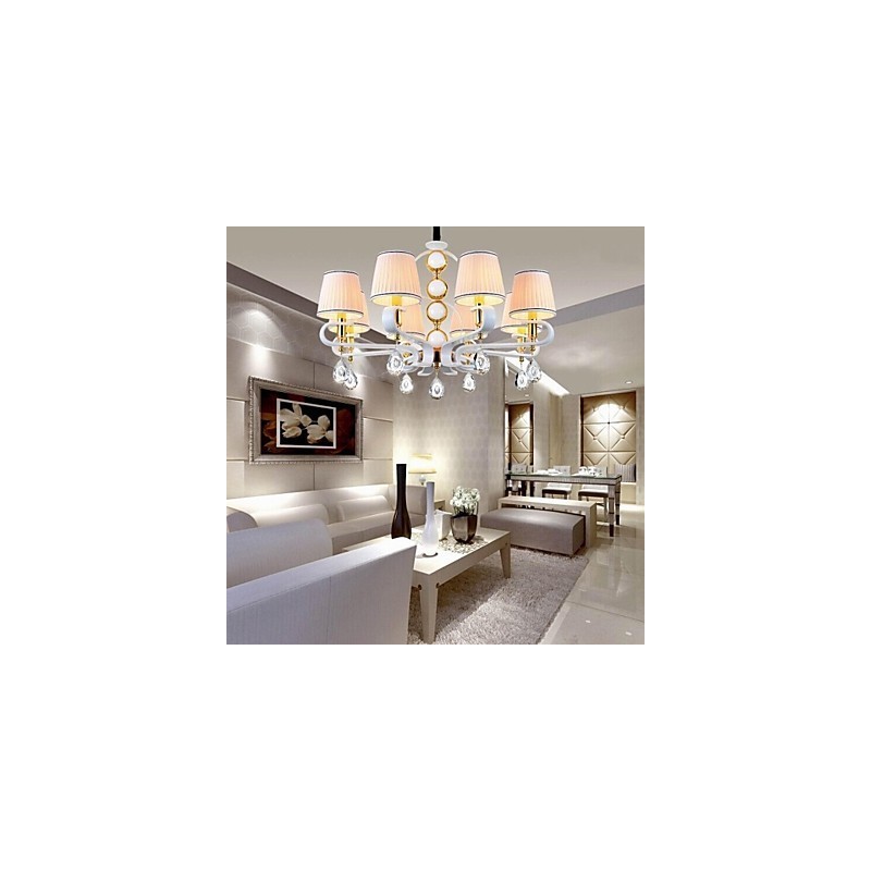 Stoff-Kronleuchter 8 Lichter Moderne minimalistische hochwertige Lampe