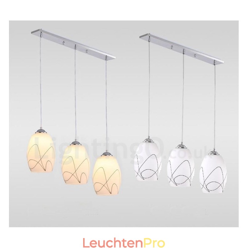 3-flammige, moderne, integrierte Pendelleuchte aus Metall