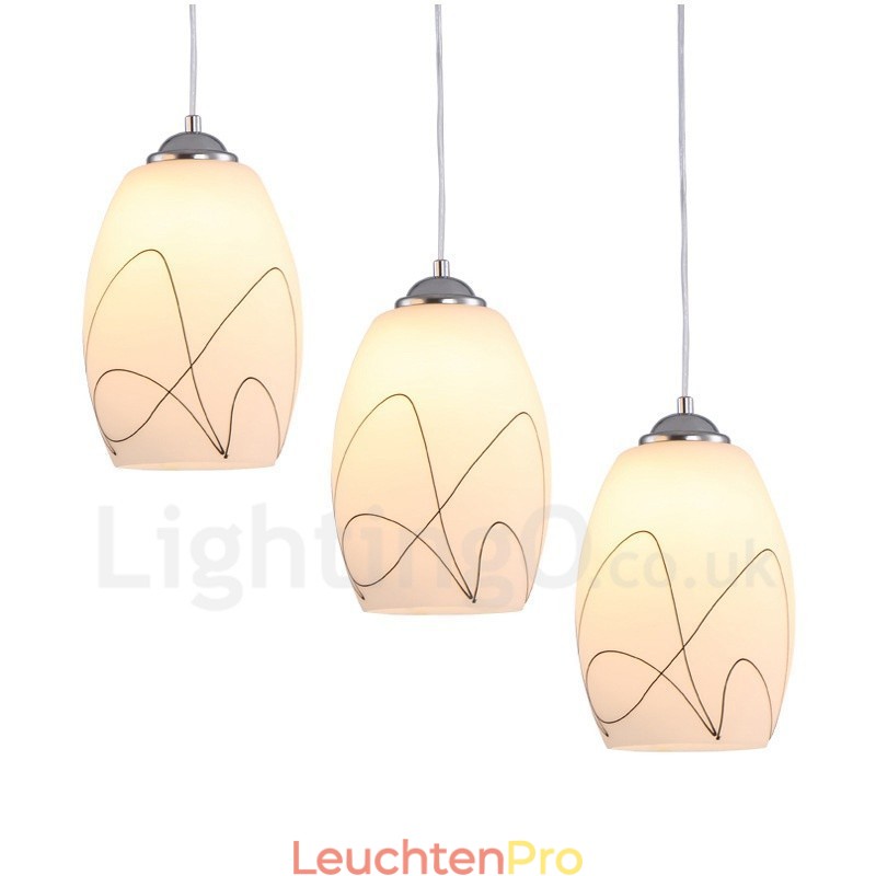 3-flammige, moderne, integrierte Pendelleuchte aus Metall