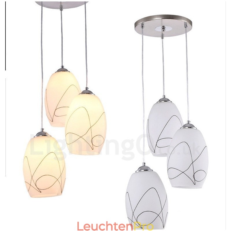 3-flammige, moderne, integrierte Pendelleuchte aus Metall