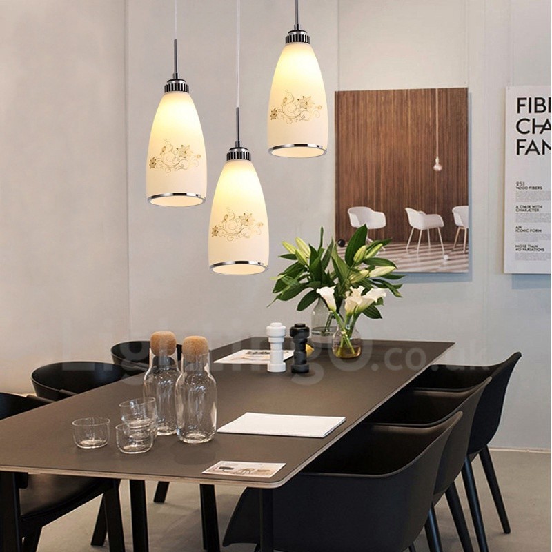 3-flammige, moderne, integrierte Pendelleuchte aus Metall