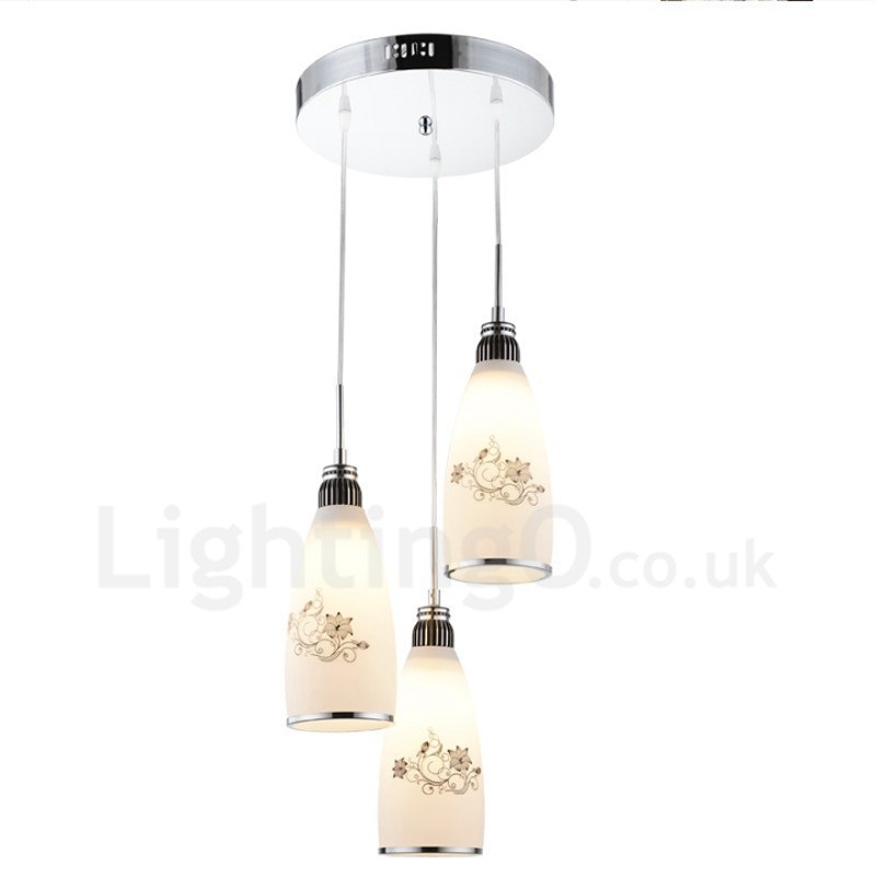 3-flammige, moderne, integrierte Pendelleuchte aus Metall