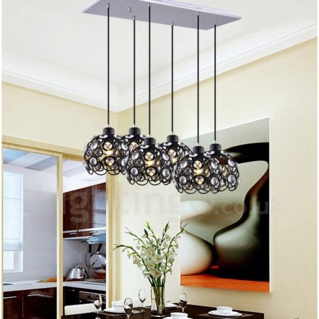 Integrierte Pendelleuchte „Rustic Lodge“ mit 6 Lichtern Integrierte Pendelleuchte „Rustic Lodge“ mit 6 Lichtern