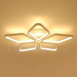 5-flammige, moderne, integrierte Deckenleuchte aus Metall