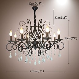8 Kopf der europäischen Stil Kristall Lampe Metall Kronleuchter Beleuchtung
