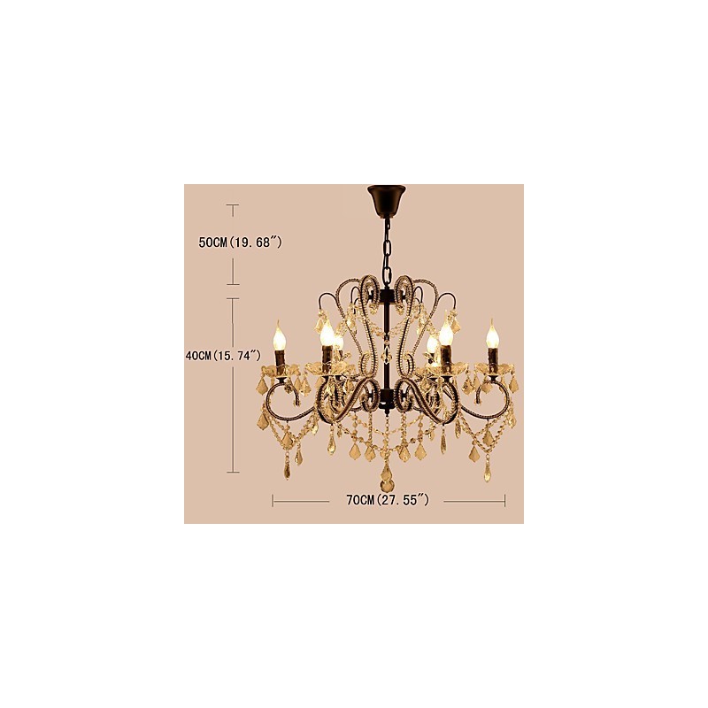 6 Lichter Kristall Kronleuchter Modern Zeitgenössisch Traditionell Klassisch Rustikal Lodge Vintage Retro