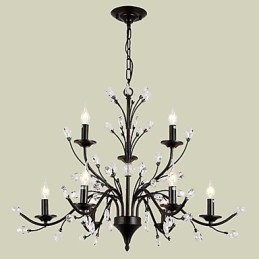 9 Lichter Kristall Kronleuchter Modern Zeitgenössisch Traditionell Klassisch Vintage Retro Country Malerei Feature