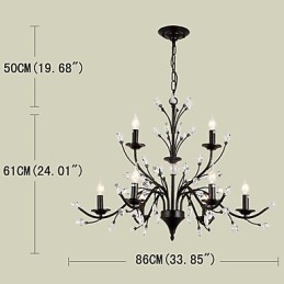 9 Lichter Kristall Kronleuchter Modern Zeitgenössisch Traditionell Klassisch Vintage Retro Country Malerei Feature