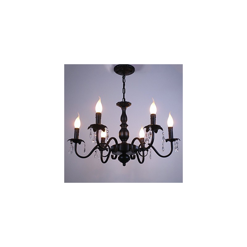 Kronleuchter im europäischen Stil, Kerze, Kristalllampe, einfache Eisenkunstlampe, dekorative Lampe