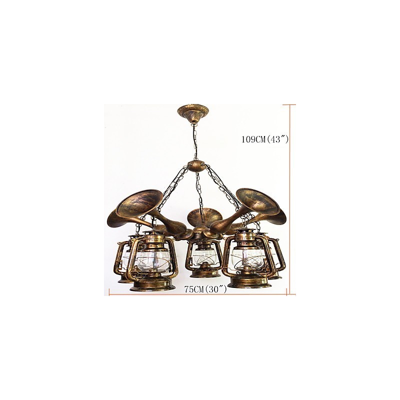 Rustikale Lodge Vintage Retro Country Globe Malerei Feature für Mini-Stil Designer Metall Kronleuchter