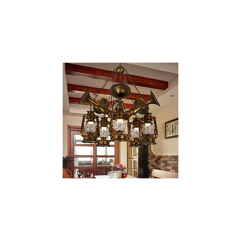 Rustikale Lodge Vintage Retro Country Globe Malerei Feature für Mini-Stil Designer Metall Kronleuchter