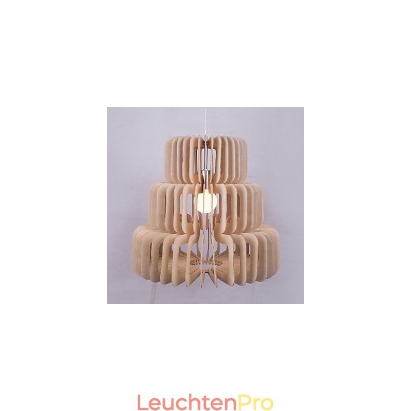 Vintage Dreischichtiger Kuchenholz-Kronleuchter