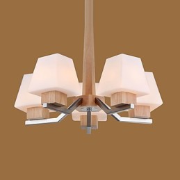 Modernes, zeitgenössisches galvanisiertes Merkmal für Kronleuchter aus Holz und Bambus