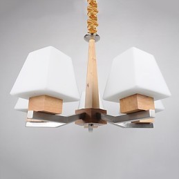 Modernes, zeitgenössisches galvanisiertes Merkmal für Kronleuchter aus Holz und Bambus
