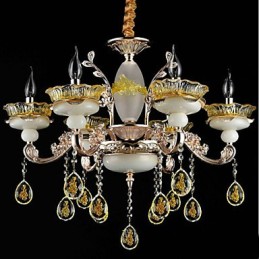 Traditionelles, klassisches galvanisiertes Merkmal für einen Kronleuchter aus Kristall im Mini-Stil aus Metall mit 8 Glühbirnen